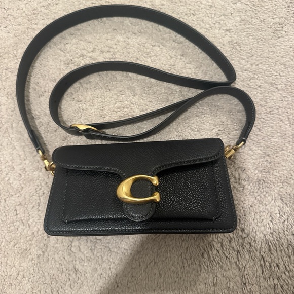 Coach Black Leather Crossbody Bag with Gold Accent - Picture 1 of 4